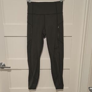 Athleta Olive Green Ranier Tight Zip Pocket Leggings Active Casual Yoga